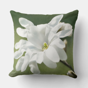White Magnolia Flower Throw Pillow
