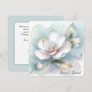 White Magnolia Flower Wedding Vow Renewal Invitation