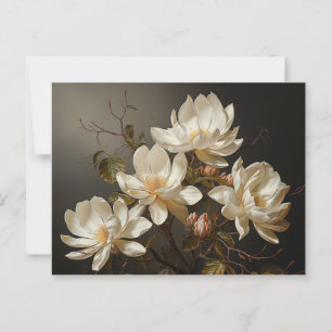 White magnolia flowers postcard