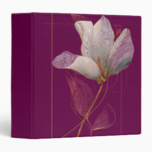 White Magnolia Gold Line Magenta Binder