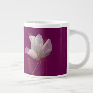 White Magnolia Gold Line Magenta Large Coffee Mug