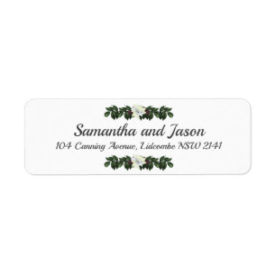 White Magnolia Green Floral Adresse de retour