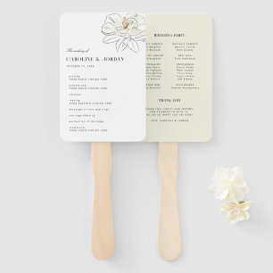 White Magnolia Illustration Modern Program Wedding Hand Fan