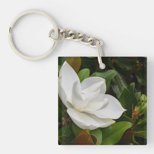 White Magnolia Keychain (Front)