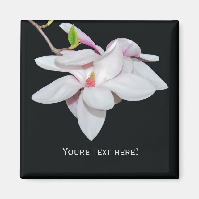 White Magnolia Magnet (Front)