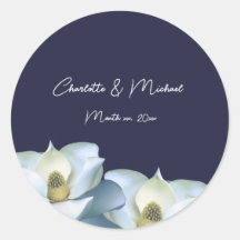 White Magnolia on Navy Elegant Wedding 