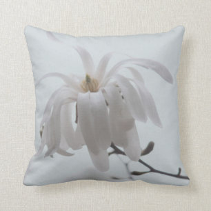 White magnolia photography throw pillow
