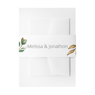 White Magnolia Rustic Floral Elegant Wedding Invitation Belly Band