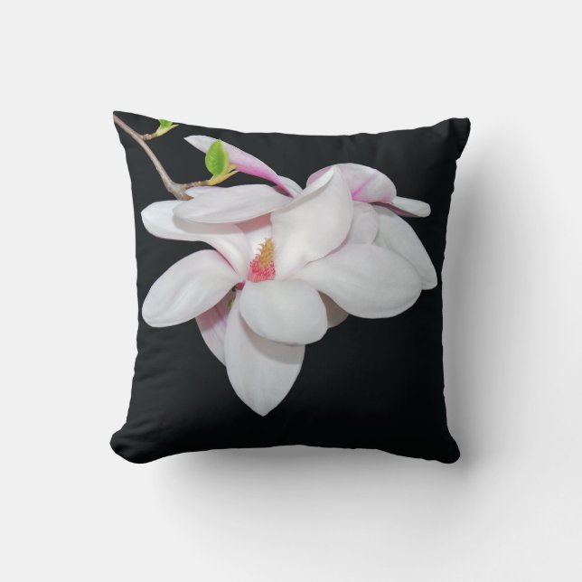 White Magnolia Throw Pillow (Front)