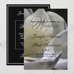 White Magnolia - Wedding Invitation -Black & White