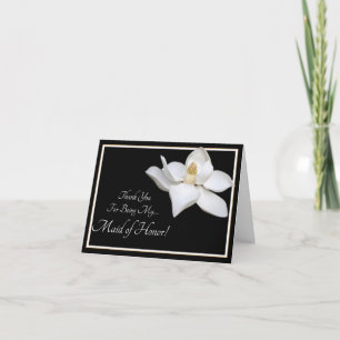 White Magnolia Wedding Thank You Maid of Honour Card