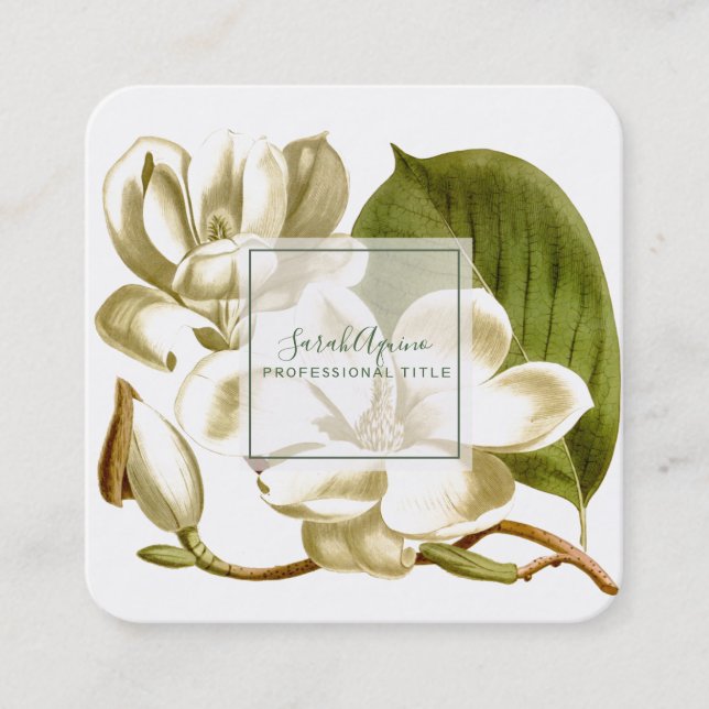 White Magnolias Floral Business Card (Front)