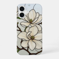 White Magnolias Stained Glass Illusion