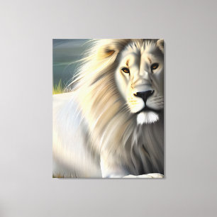 White Majestic Lion Ethereal Art SI Generated Canvas Print