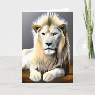 White Majestic Lion Ethereal Art   Thinking of You Card