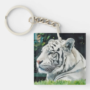 White Majesty – Resting Tiger Wildlife Keychain