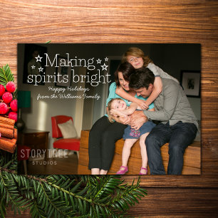 White Making Spirits Bright Holiday Carte photo