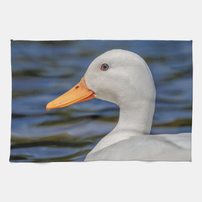 White Mallard Duck Kitchen Towel (Horizontal)