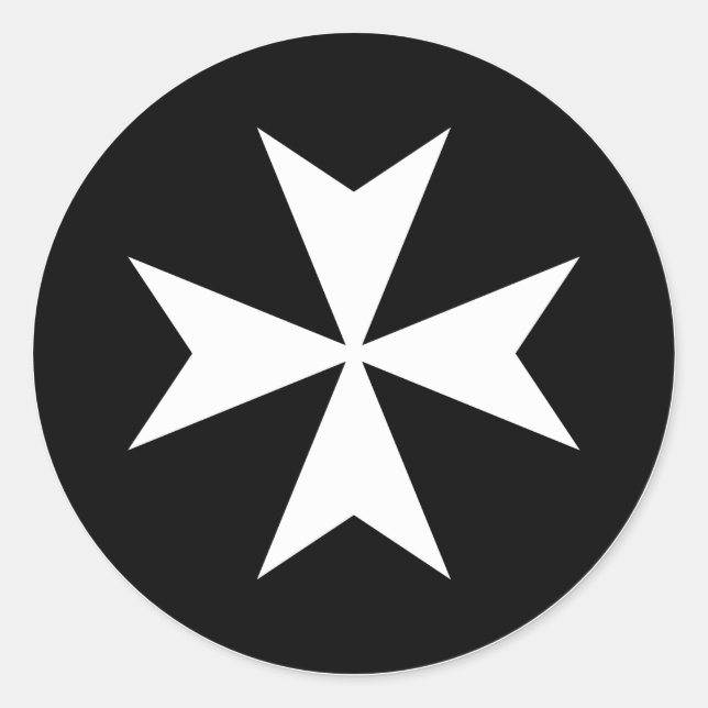 White Maltese Cross Classic Round Sticker (Front)