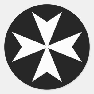 White Maltese Cross Classic Round Sticker