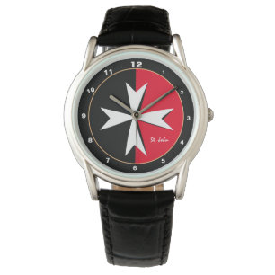 White Maltese Cross & Malta flag fashion / knight Watch