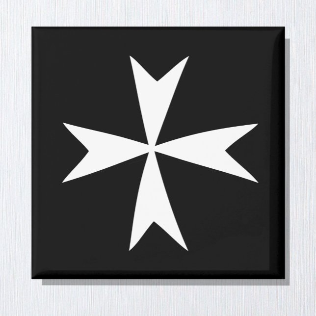 White Maltese Cross & Malta flag /knight symbol BL Magnet (Creator Uploaded)