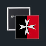 White Maltese Cross & Malta flag symbol / knights 2 Inch Square Button<br><div class="desc">Keychains: Maltese Cross & Malta - flag,  symbol of cross - used by Order of Malta,  Sovereign Military order of Malta (Order of St. John) - national patriots,  travel,  holiday,  sports fans fashion. Maltese Cross is also international symbol of the fire service's,  symbol of protection,  badge of honor.</div>