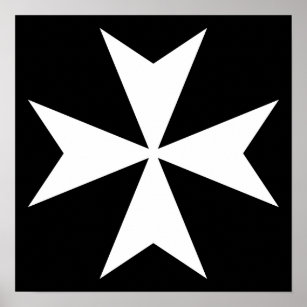 White Maltese Cross Poster