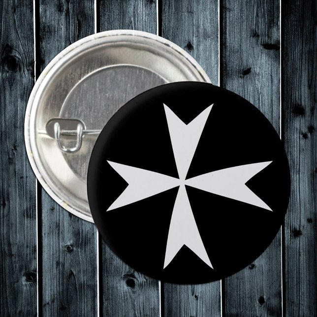 White Maltese Cross, St. John, Malta flag symbol 1 Inch Round Button (Creator Uploaded)