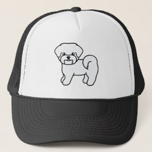 White Maltese Dog Cartoon Illustration Trucker Hat