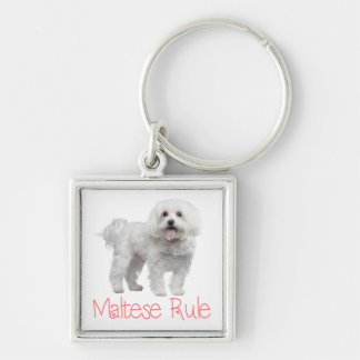 White Maltese Puppy Dog Custom Keychain