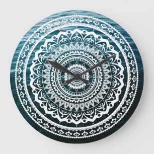 White Mandala Let the sea set you free Large Clock