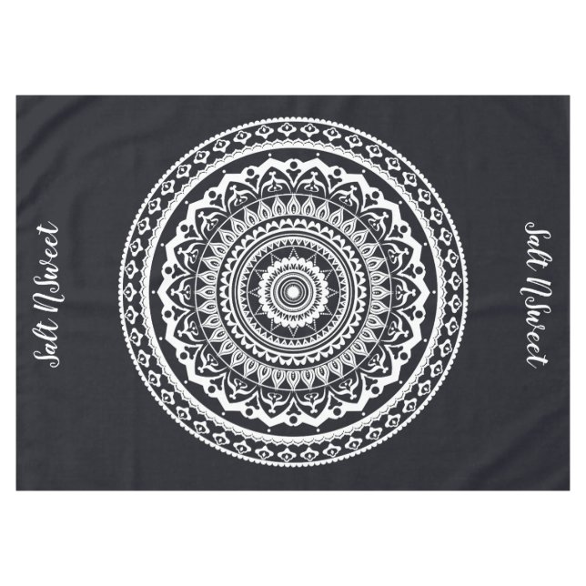 White Mandala Let the sea set you free Tablecloth (Front (Horizontal))