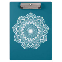 White Mandala on Blue Background