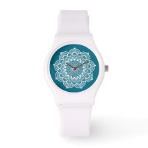 White Mandala on Blue Background