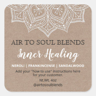 White Mandala On Kraft Blend Labels