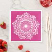 White Mandala on Pink Background