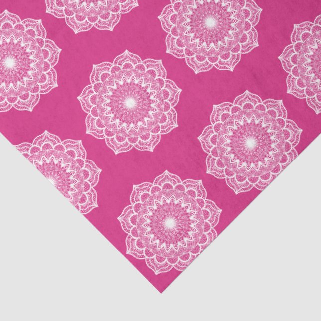 White Mandala on Pink Background Tissue Paper (Detail)