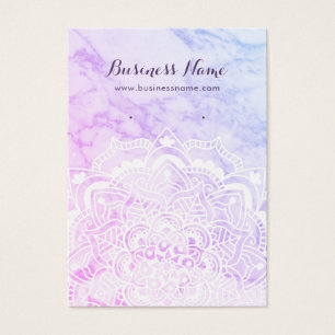 White Mandala on Purple Background Earring Cards