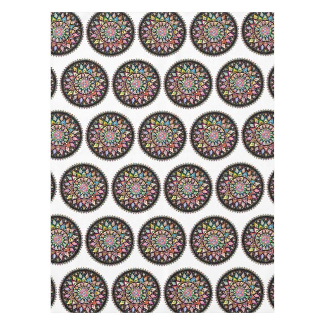 White Mandala Rainbow Indian Motif Nappe (Devant)