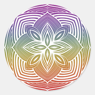 White Mandala sticker on rainbow