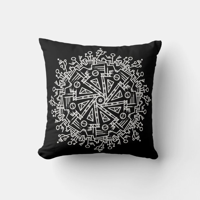 White Mandala Throw Pillow (Front)