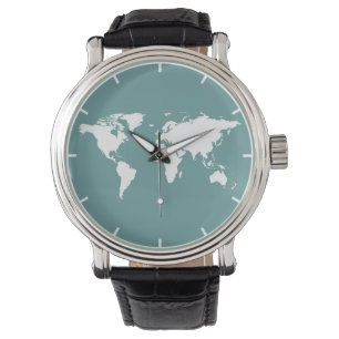 white map of the world watch