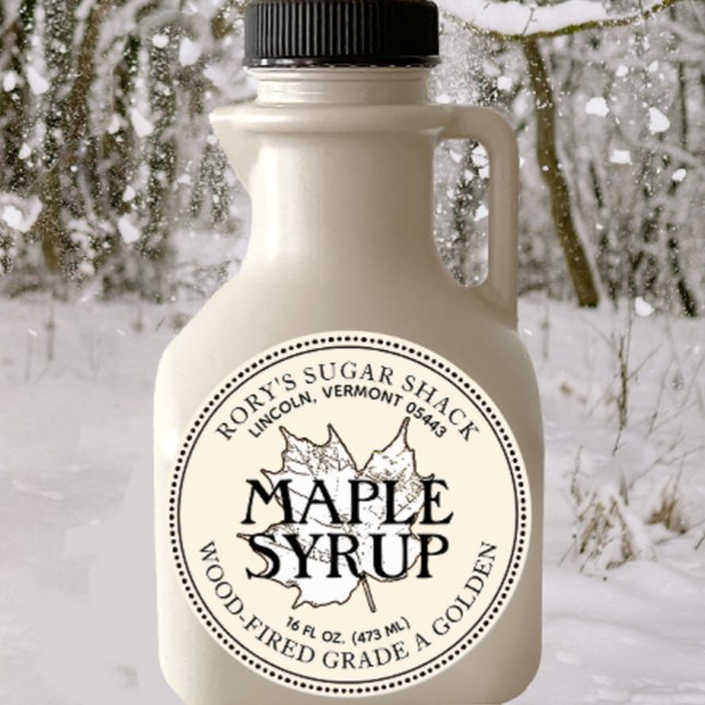 White Maple Leaf Maple Syrup Editable Label (Creator Uploaded)