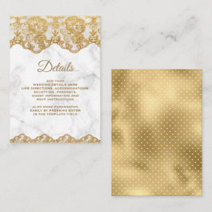 White Marble and Gold Foil Lace Details Enclosure Card