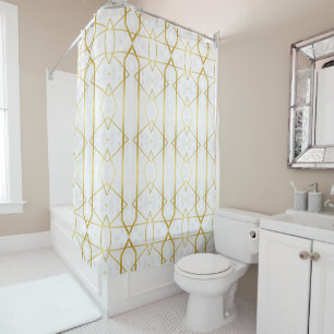 White Marble and Gold Geometric pattern