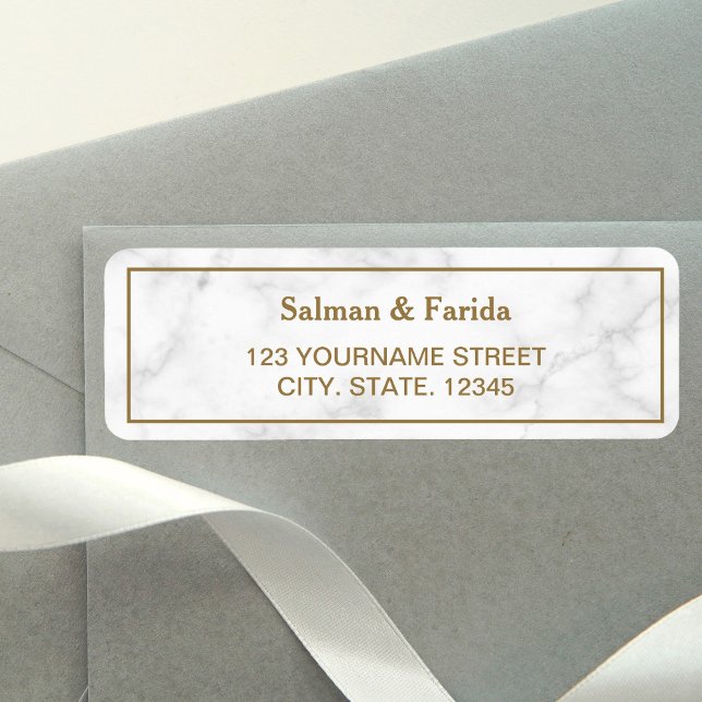 White Marble and Gold Return Address Label (Creator Uploaded)