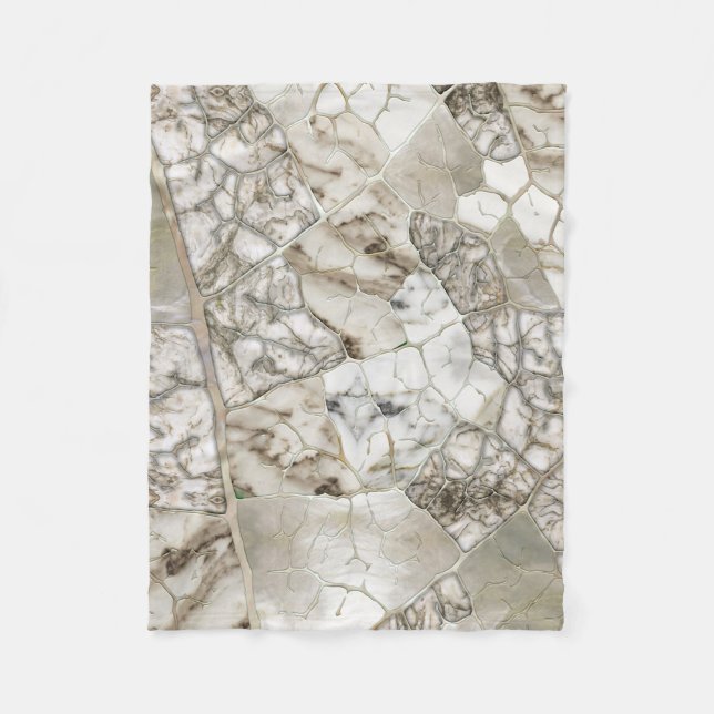 White Marble and Pearl Leaf structure Fleece Blanket (Front)