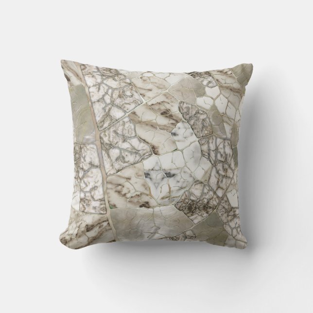 White Marble and Pearl Leaf structure Throw Pillow (Front)