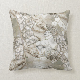 White Marble and Pearl Leaf structure Throw Pillow